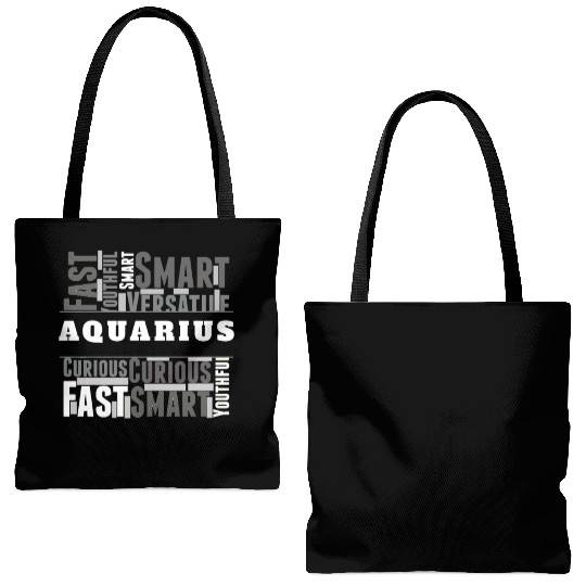 Aquarius Zodiac Star Sign Word Cloud Square Monoch Tote Bags (AOP)