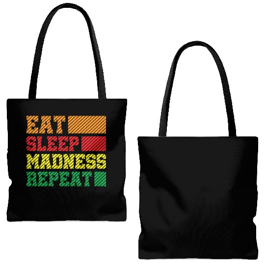 Funny Eat Sleep Madness Repeat March Madness 2023 Tote Bags (AOP)