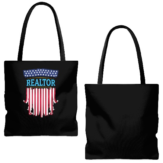 Proud American Patriotic USA Flag Realtor Real Est Tote Bags (AOP)