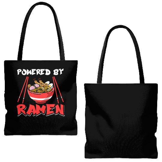 Powered By Ramen Anime Japanese Chopsticks Noodle Tote Bags (AOP)