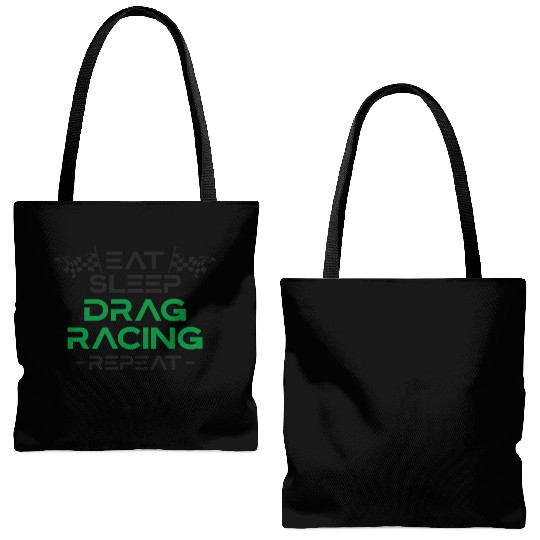 Drag Racing Race Car Eat Sleep Tote Bags (AOP)