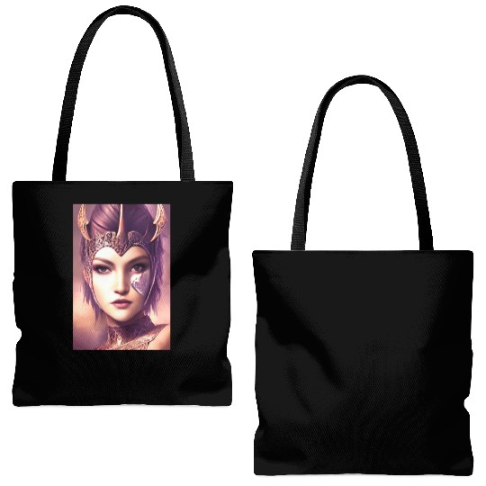 Warrior princess wearing gothic plate dark fantasy Tote Bags (AOP)