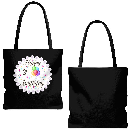 3rd Happy Birthday with Balloon Tote Bags (AOP)