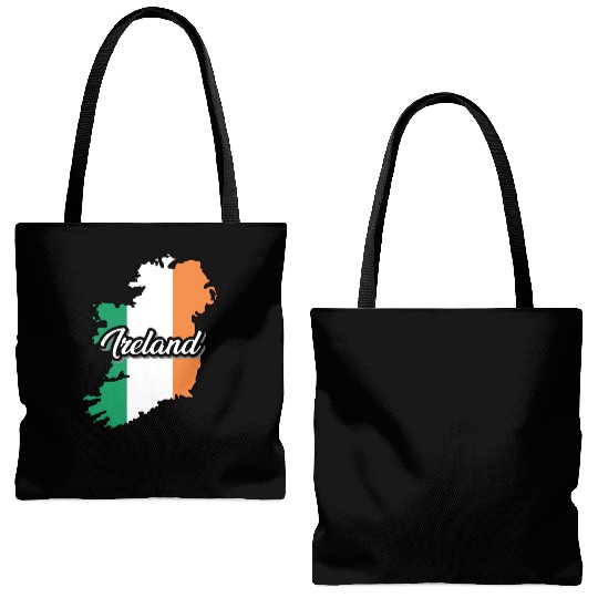Ireland Flag Map, Patriotic Inscription, Country. Tote Bags (AOP)