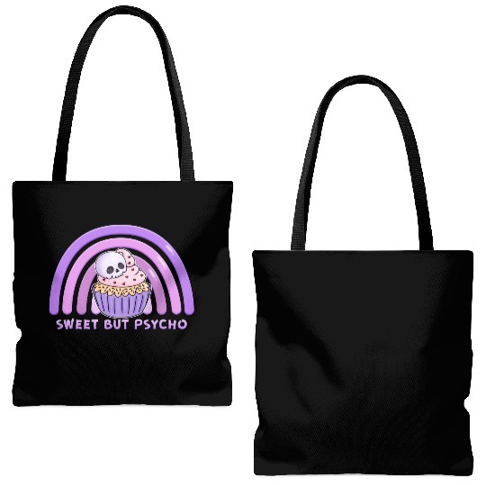 Chibi Skeleton skull sweet but psycho raindow cupc Tote Bags (AOP)
