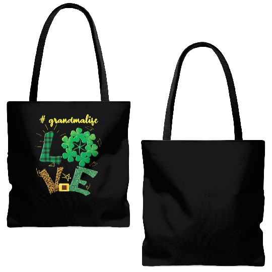 Love Grandma Shamrock Saint Patrick Day Tote Bags (AOP)