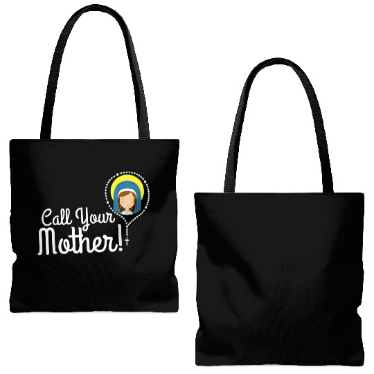 Call Your Mother Mom Gifts Blessed Mary Rosary Cut Tote Bags (AOP)