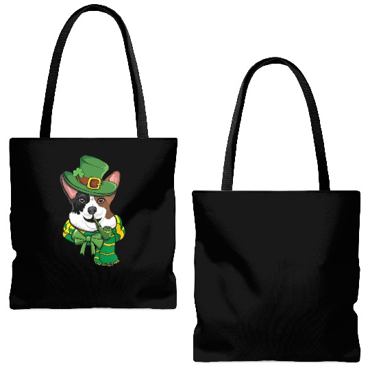 Cute Irish Corgi Happy Saint Patrick Day Tote Bags (AOP)