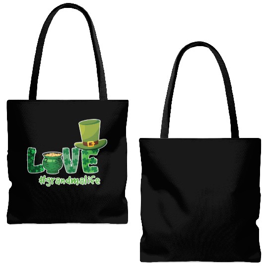 Shamrock Love Grandma Saint Patrick Day Tote Bags (AOP)
