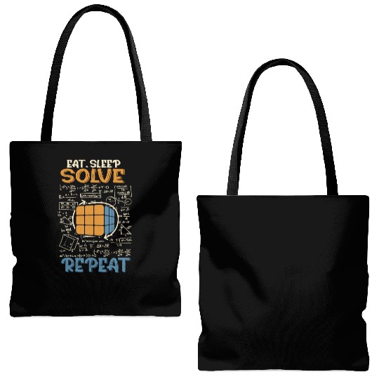 Eat Sleep Solve Repeat Math Speed Cubing Genie Tote Bags (AOP)