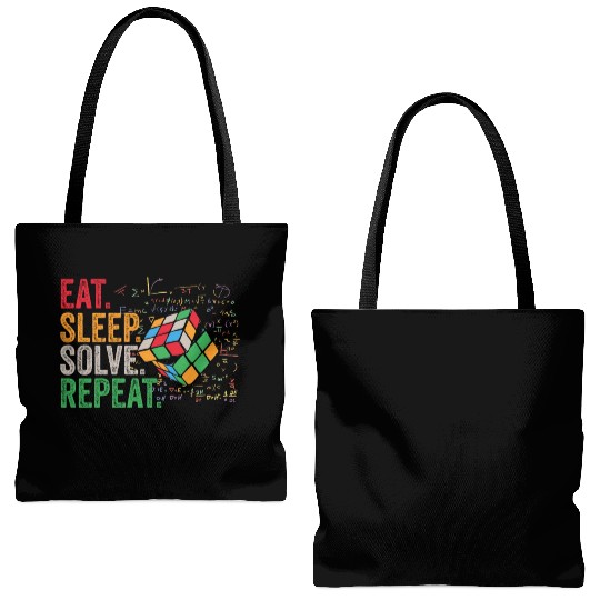 Eat Sleep Solve Repeat Math Speed Cubing Genie Tote Bags (AOP)