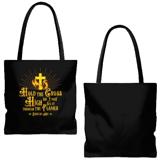 St Joan of Arc Quote French Catholic Saints Hold C Tote Bags (AOP)