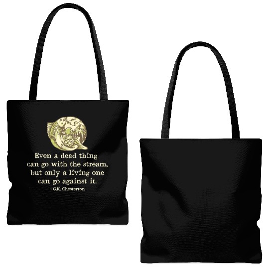 GK Chesterton Quote Catholic Humor Fishing Men Fun Tote Bags (AOP)