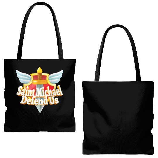 St. Michael the Archangel Icon Dragon Catholic Ang Tote Bags (AOP)