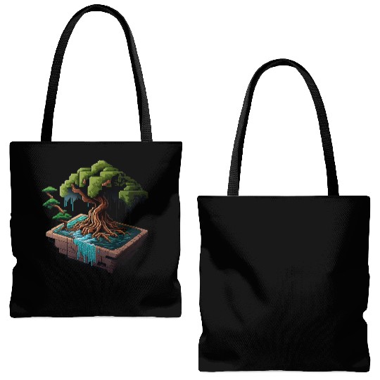 8 Bit Bonsai Tree Tote Bags (AOP)