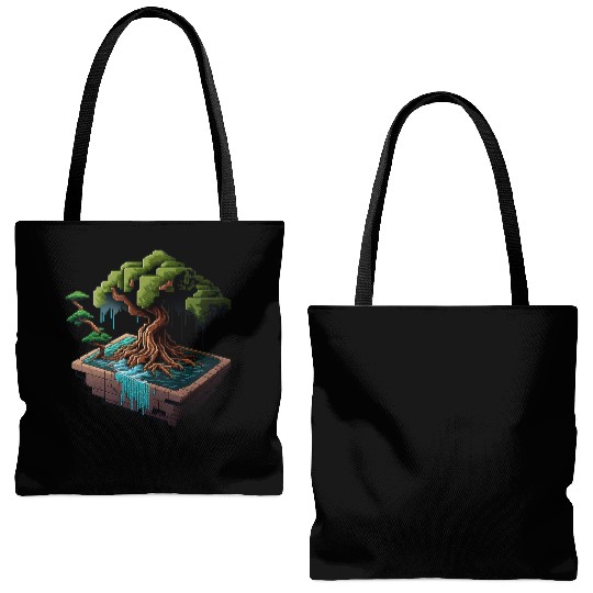 8 Bit Bonsai Tree Tote Bags (AOP)