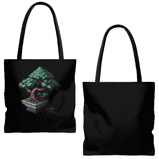 8 Bit Bonsai Tree Tote Bags (AOP)