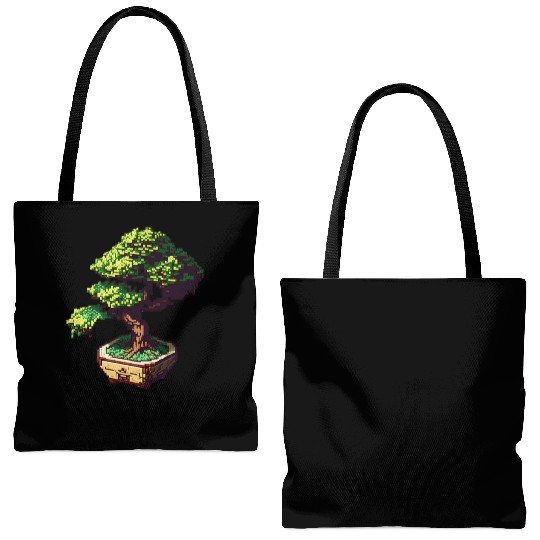 8 Bit Bonsai Tree Tote Bags (AOP)
