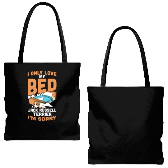 I Only Love My Bed And My Jack Russell Terrier Tote Bags (AOP)