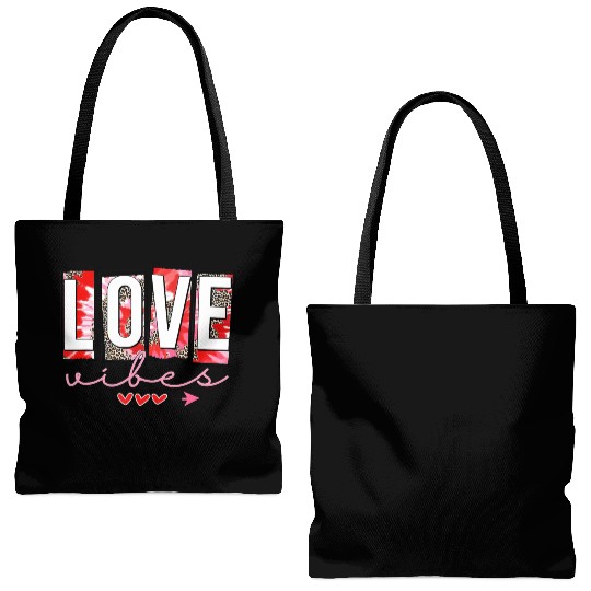 Leopard print cheetah Love Vibes Tote Bags (AOP) Cupids Arrow