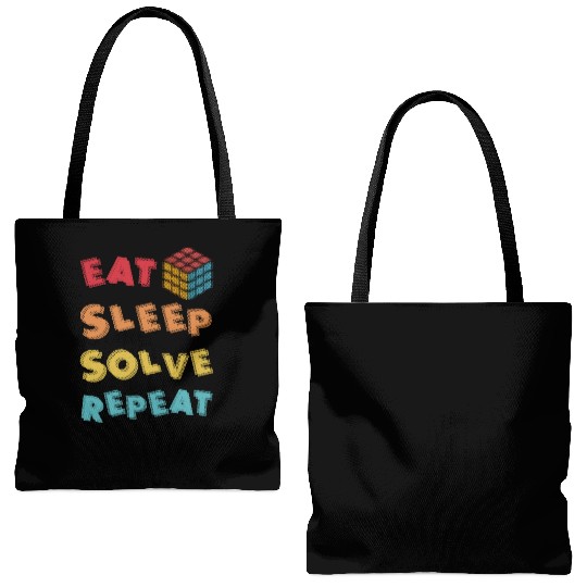 Eat Sleep Solve Repeat Math Speed Cubing Genie Tote Bags (AOP)