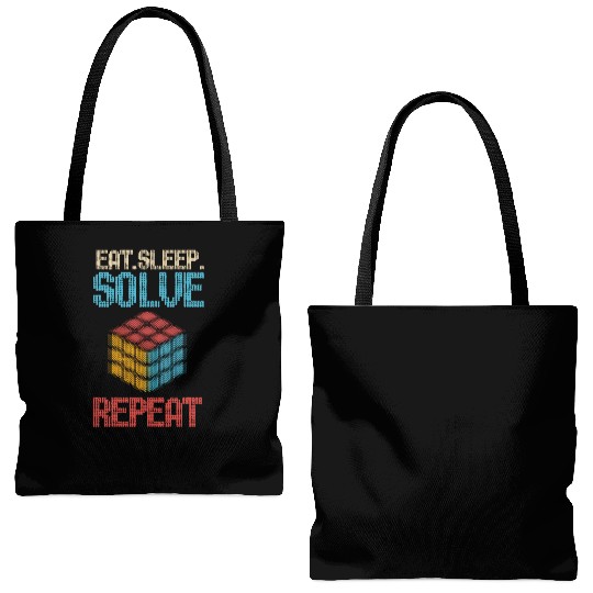 Eat Sleep Solve Repeat Math Speed Cubing Genie Tote Bags (AOP)