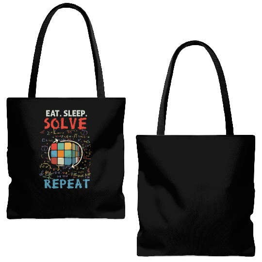 Eat Sleep Solve Repeat Math Speed Cubing Genie Tote Bags (AOP)