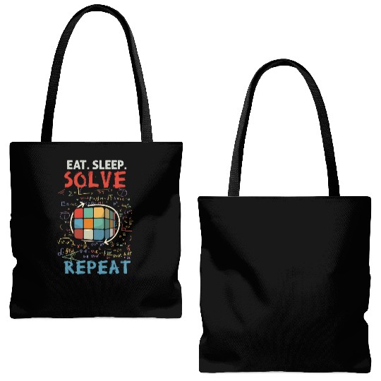 Eat Sleep Solve Repeat Math Speed Cubing Genie Tote Bags (AOP)