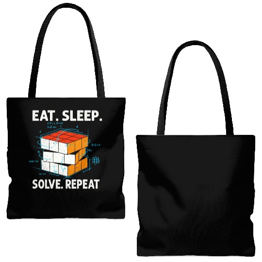 Eat Sleep Solve Repeat Math Speed Cubing Genie Tote Bags (AOP)