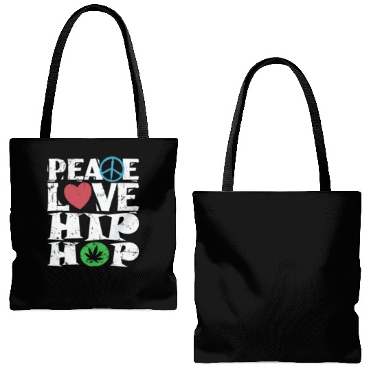 Peace Love Hip Hop Music Direction Rap Tote Bags (AOP)