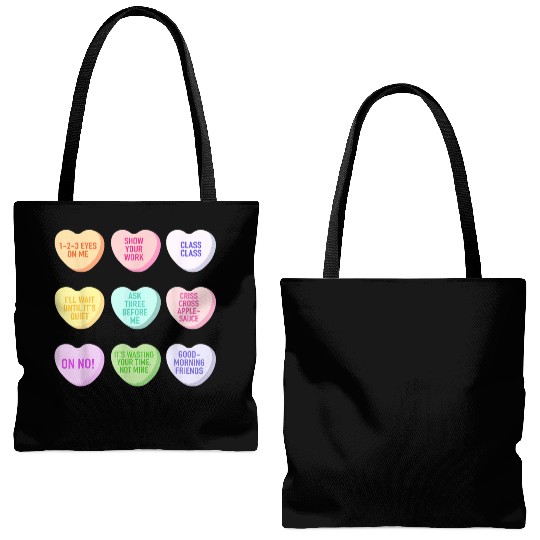 Teacher Valentines Day Conversation Heart School Tote Bags (AOP)