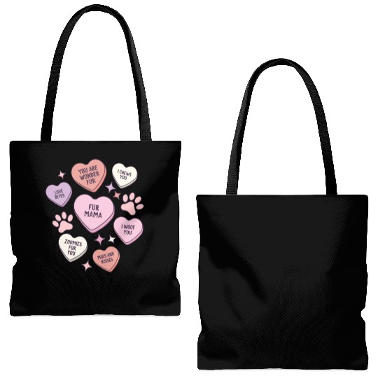My Dog Is My Valentine Conversation Hearts Tote Bags (AOP)
