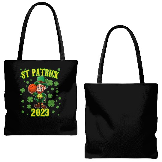 Kids Basketball St Patricks Day Lucky Basketball Tote Bags (AOP)