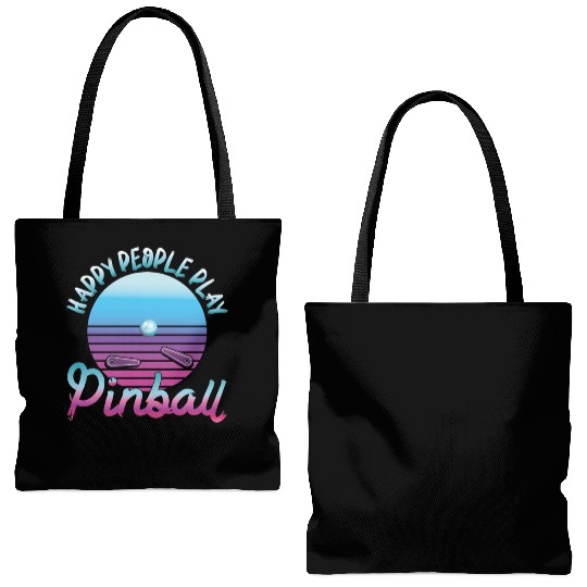 Happy People Play Pinball Retro 80s Tote Bags (AOP)