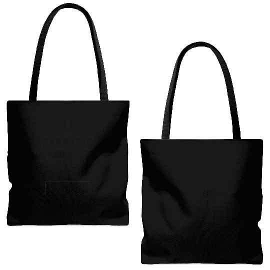 Cannabius because adulting is hard black Tote Bags (AOP)