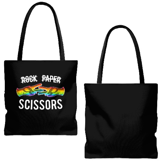 Rock Paper Scissors Lesbian Pride Rainbow LGBT Tote Bags (AOP)