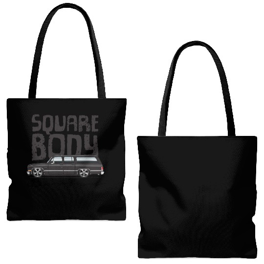 SQUARE Midnight Black Tote Bags (AOP)