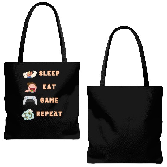 sleep eat game repeat PlayStation Tote Bags (AOP)