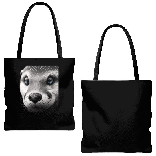 Fashionable Otter Design Cool Sea Otter With Blue Tote Bags (AOP)