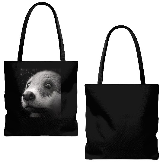 Fashionable Otter Design Cool Sea Otter With Blue Tote Bags (AOP)