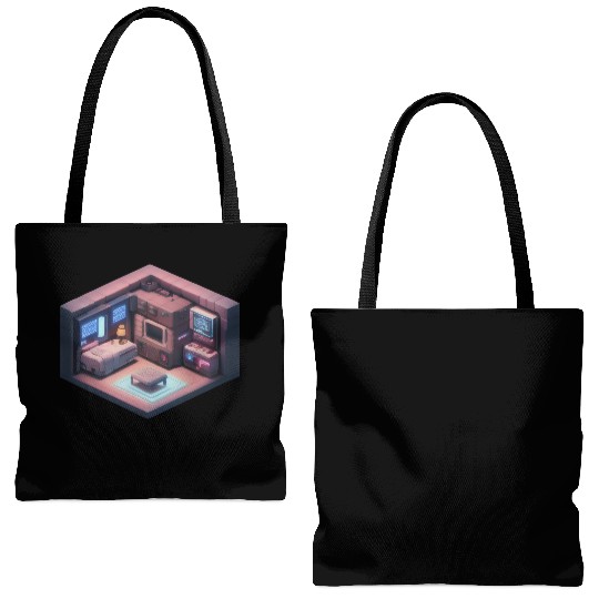 Voxel Room - Synthwave Retro Futuristic Room Tote Bags (AOP)