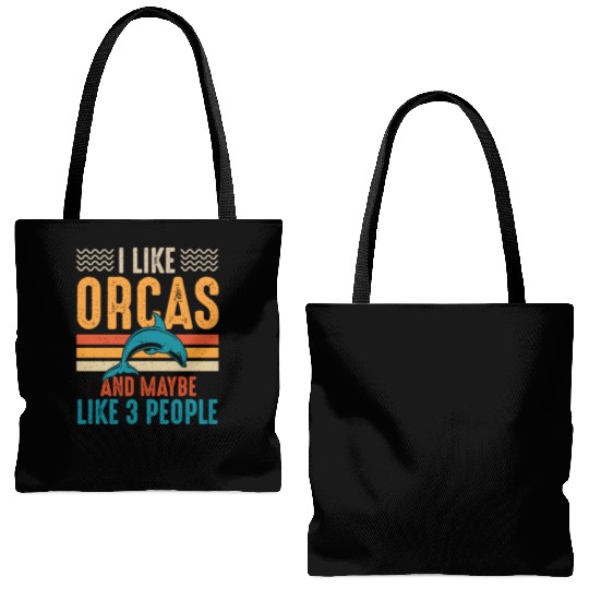 I Like Orcas and Maybe 3 People, Orca Killer Whale Tote Bags (AOP)