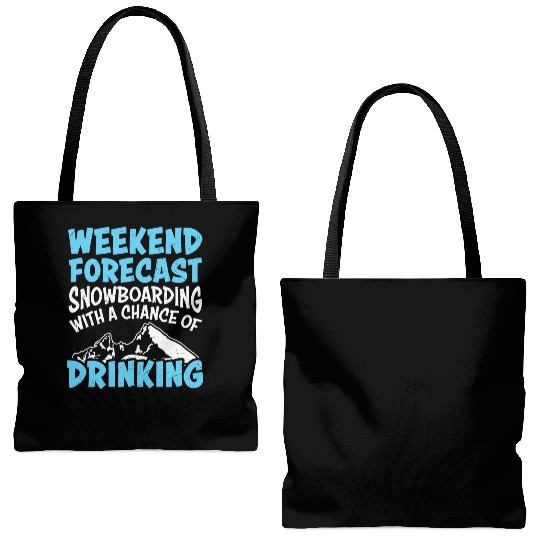 Weekend Forecast Snowboarding & Drinking Tote Bags (AOP)