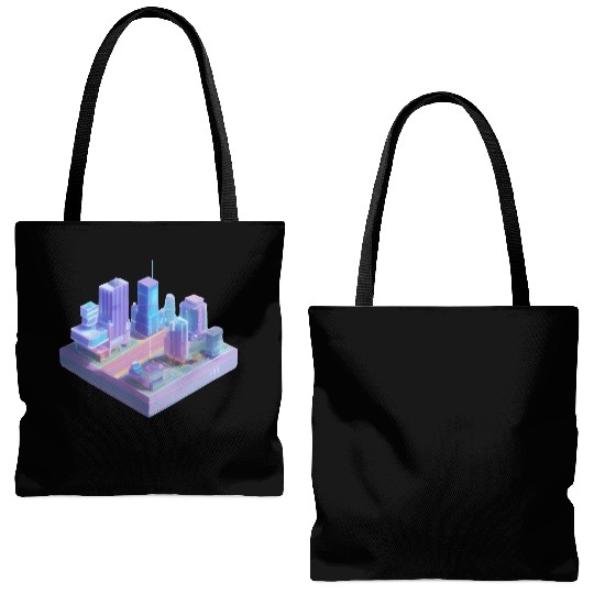 Miniature City - 3D Isometric Vaporwave Tote Bags (AOP)