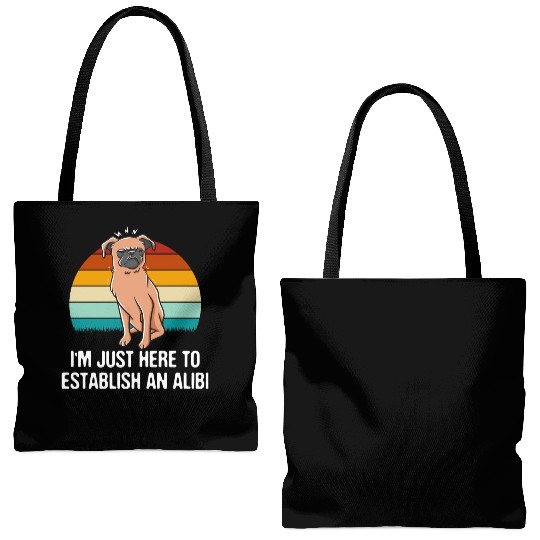 Im Just Here to Establish an Alibi Funny Sarcastic Tote Bags (AOP)