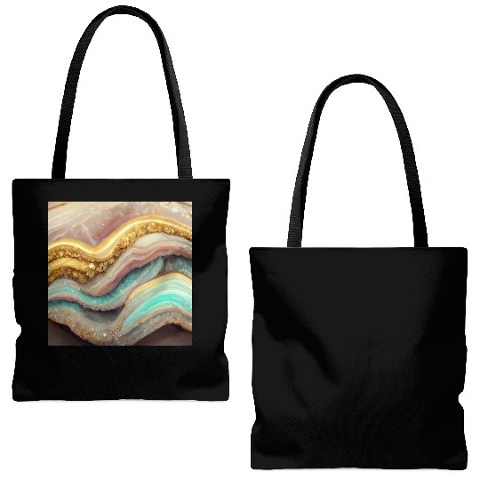 Pastel Pink Teal Agate Geode Stone Tote Bags (AOP)