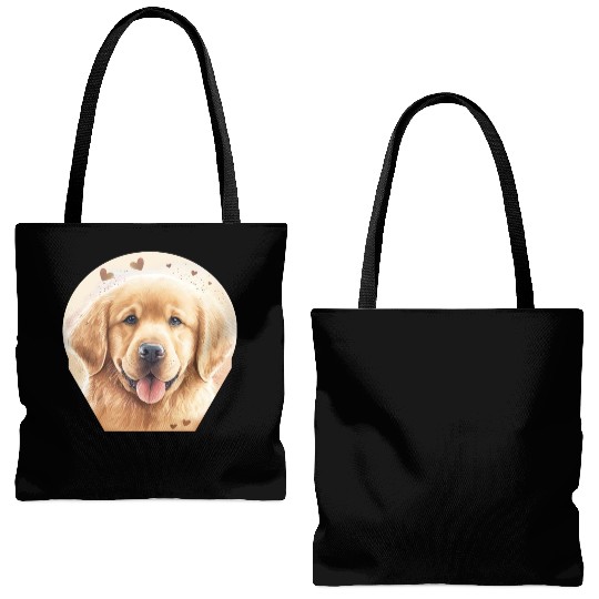 Golden Retriever Cute Flat-coated Retriever Golden Tote Bags (AOP)