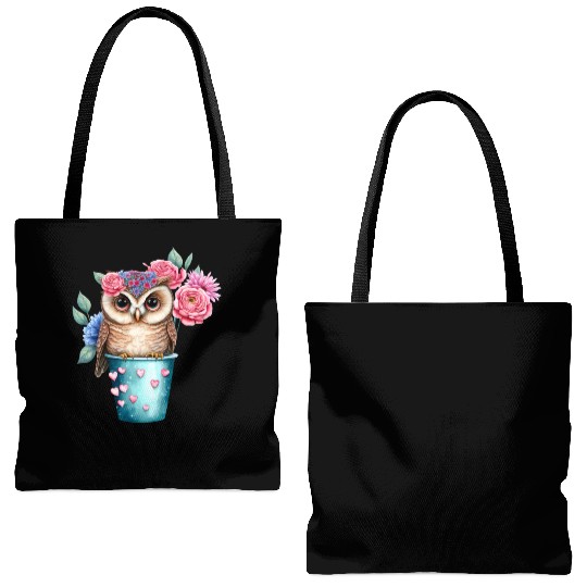 Owl Animal Cute Wild Bird Zoo Forest Nature Child Tote Bags (AOP)