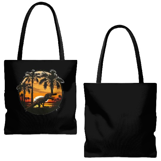 Florida Everglades Sunset Alligator and Palm Tree Tote Bags (AOP)
