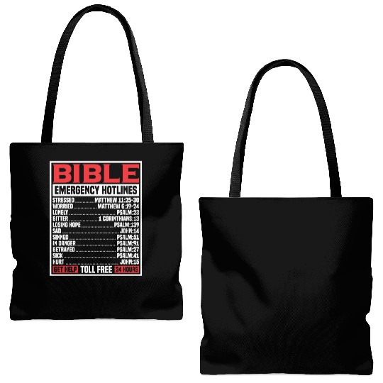 Bible Verse Emergency Numbers Christian Hotline Ps Tote Bags (AOP)